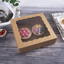 ONE MORE 10inch Natural Kraft Bakery Pie Boxes with PVC Windows,Large Cookie Box 10x10x2.5inch 12 of Pack (Brown,12)