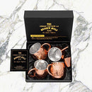 Set of 4 Moscow Mule Copper Mugs with Stainless Steel Lining and Shot Glass in Gift Box, Premium Food Safe Double Wall Heavy Copper Cups for Everyday Use