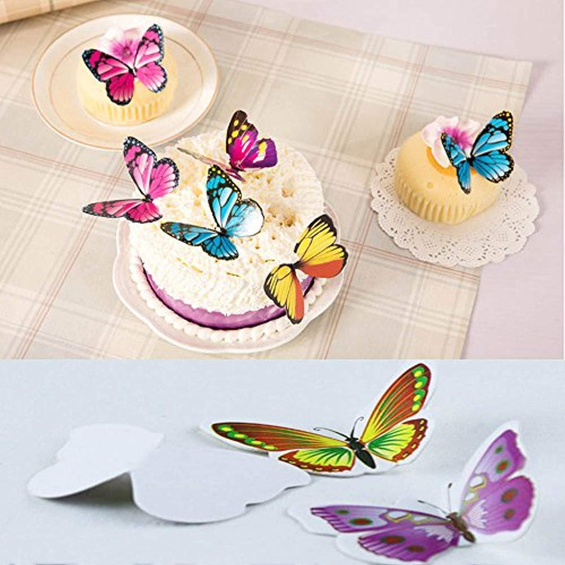 Set of 100 Butterfly Cake & Cupcake Toppers Food Decoration 4 Colour