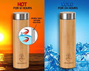 Bamboo Travel Tumbler Tea Infuser- 17oz Stainless Steel Thermos & Strainer, Mug for Hot/Cold Brew Coffee, Vacuum Insulated Bottle, Mesh filter for loose leaf, Fruit Infused Water Flask