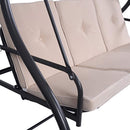 Beige Converting Bed Swing Hammock Chair Patio 3 Person Seat With Canopy Outdoor Furniture