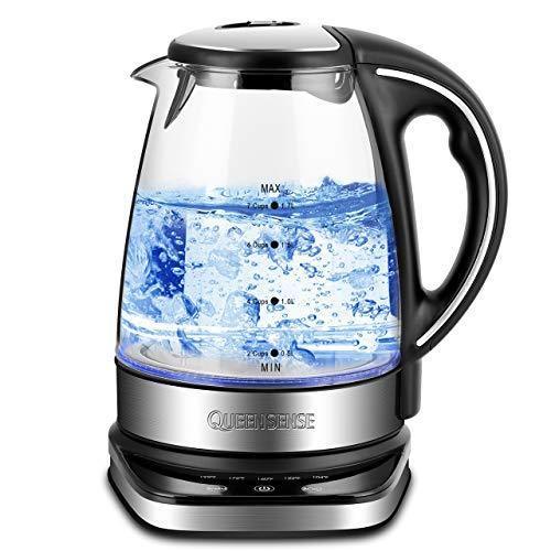 Electric Kettle - Water Kettle Electric Tea Kettle, 57Oz, 1.8 QT Fast Heating Glass Electric Kettle with Blue Led, Borosilicate Glass, Boil Dry Protection & Automatic Shutoff