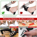 Knife Sharpener, Kitchen Knife Sharpener, 3-Stage Profession Knife Sharpening Tool, Helps Repair, Restore and Polish Blades, Ergonomic Design and Safe to Use