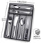 24 Piece Silverware Teivio  Set, Flatware Utensils Set Mirror Polished, Dishwasher Safe Service for 4, Include Knife/Fork/Spoon/Steak Knife/Wire Mesh Steel Cutlery Holder Storage Trays (Silver)