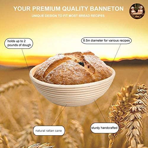 5" Round Banneton Proofing Basket,Natural Rattan Made,Brotform Dough Bowl for Small Bread Making,Home Bakers and Recipe Used,Rising Dough Baskets Set Includes Cloth Liner(2 Pcs) by XUANNIAO