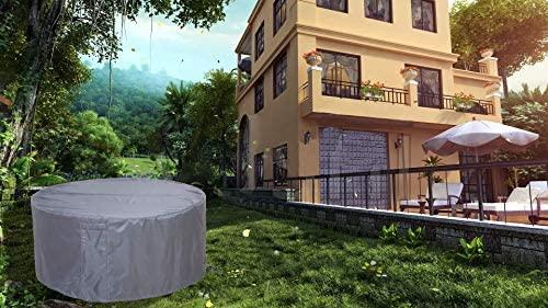 FLYMEI Patio Furniture Cover, Waterproof Outdoor Table Cover 600D Oxford Heavy Duty Fit Large Size Round Table Set Grey (Round 60"(Dia)×22.5"(H))