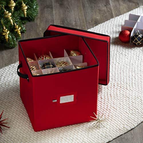 Premium Christmas Ornament storage Box with Lid - 3-inch Compartment, Storage Container Keeps 64 Holiday Ornaments and Xmas Accessories by ZOBER