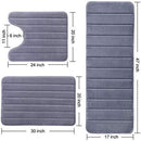 Office Marshal Bathroom Rugs Bath Mats for Bathroom Luxury Soft Anti-Slip Memory Foam 3 PCS Mats Set(U-Shaped 20"x24" Toilet Mat+30"x20" Shower Mat+17"x47" Bath Mat) Absorbent Bath Rugs Machine Washable