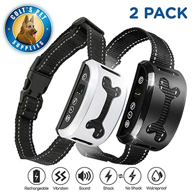 Bark Collar 2 Pack [Upgraded] | Anti-Barking Collar | Smart Chip | Beeps/Vibration/Shock Mode | For Small Medium and Large Dogs All Breeds Over 6 Lbs