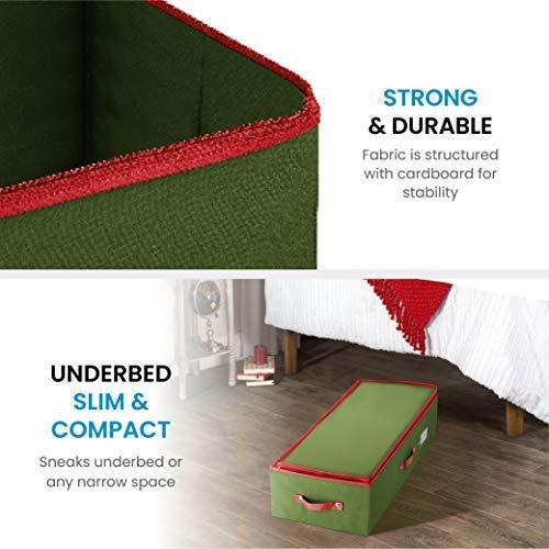 Underbed Christmas Ornament Storage Box Zippered Closure - Stores up to 64 of The 3-inch Standard Christmas Ornaments by ZOBER