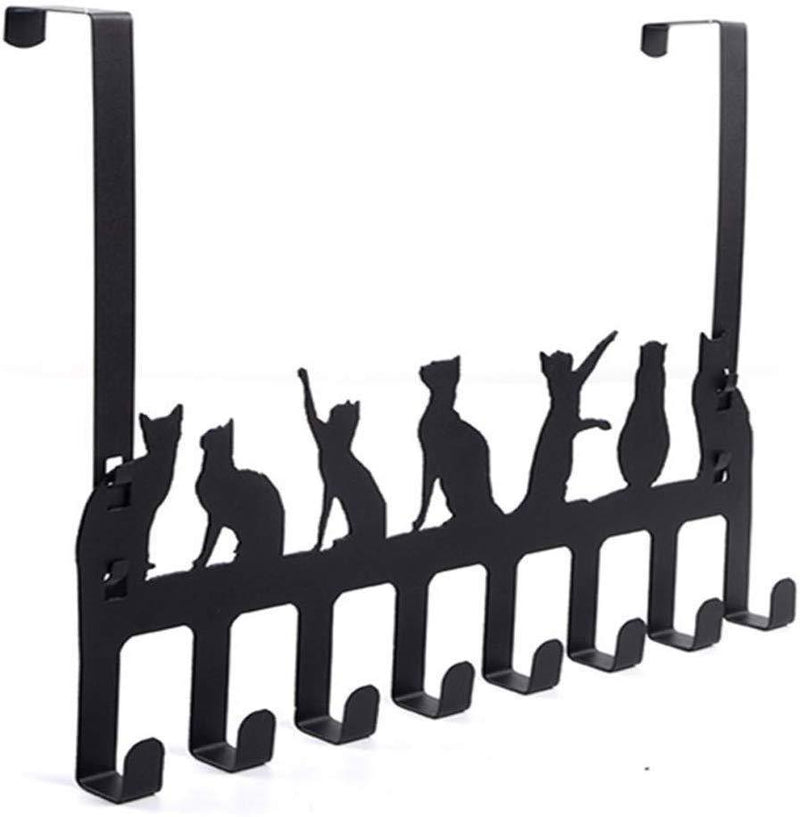 Wintek Over the Door Hook Hanger, Heavy Duty Organizer Rack for Towel, Hat,Hoodies,Coat , Cloth,Bag - 8 Hooks (Black)