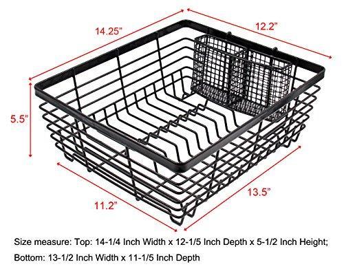 TQVAI Kitchen Dish Drying Rack with Full-Mesh Silverware Basket Holder, White