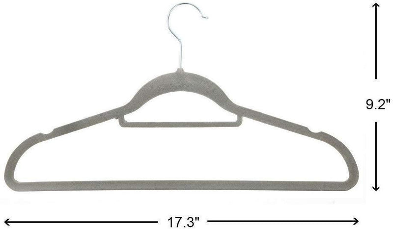 Relentless Group 50-Pack Non-Slip Sturdy Velvet Hangers with Accessory Bar. Ultra-Thin and Space Saving (Grey)