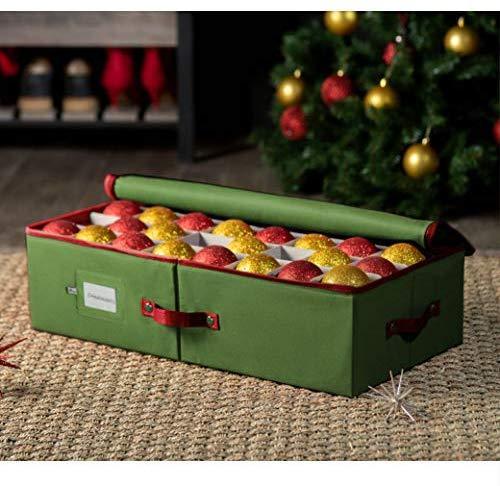 Underbed Christmas Ornament Storage Box Zippered Closure - Stores up to 64 of The 3-inch Standard Christmas Ornaments by ZOBER