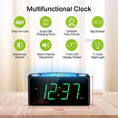 Alarm Clock, Large 7" Digital LED Display, 7 Colored Night Light, Slider Dimmer, 2 USB Charging Ports, Big Snooze, 12H/24H, Loud Bedroom Alarm Clock for Heavy Sleeper, Home Office Desk Kitchen Travel