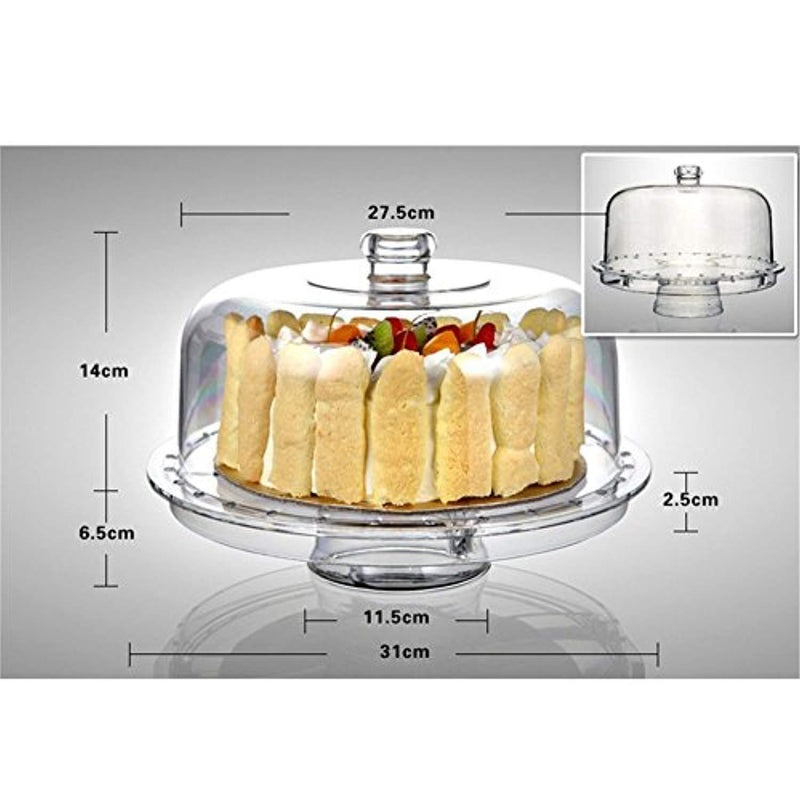 HBlife Acrylic Cake Stand Multifunctional Serving Platter and Cake Plate With Dome (6 Uses)