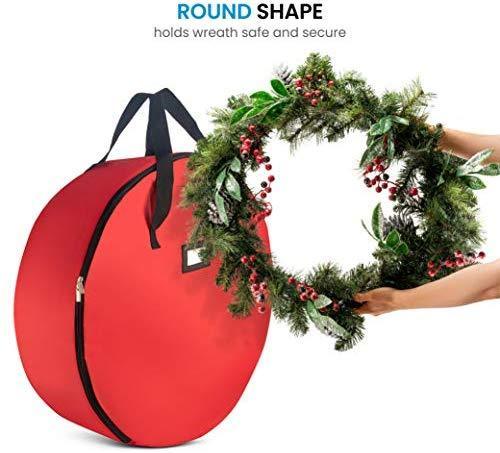 2-Pack Christmas Wreath Storage Bag 36" - Artificial Wreaths, Durable Handles, Dual Zipper & Card Slot, Holiday Xmas Tear Resistant Storage Container 420D Oxford Fabric by ZOBER