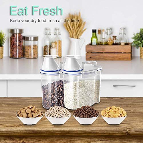 Mini Dry Food Storage Container - Rice Container with Pour Spout + Cup - Handy Dry Food Keeper for Sugar Beans Grain Candy 1.5L Blue