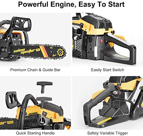 SALEM MASTER 5820G 58CC 2-Cycle Gas Powered Chainsaw, 18-Inch Chainsaw, Handheld Cordless Petrol Gasoline Chain Saw for Farm, Garden and Ranch