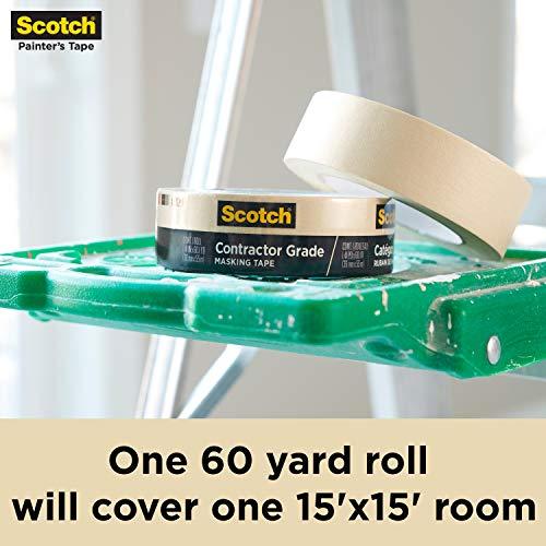 Scotch Contractor Grade Masking Tape, 0.94 inches x 60.1 yards (360 yards total), 2020, 6 Rolls