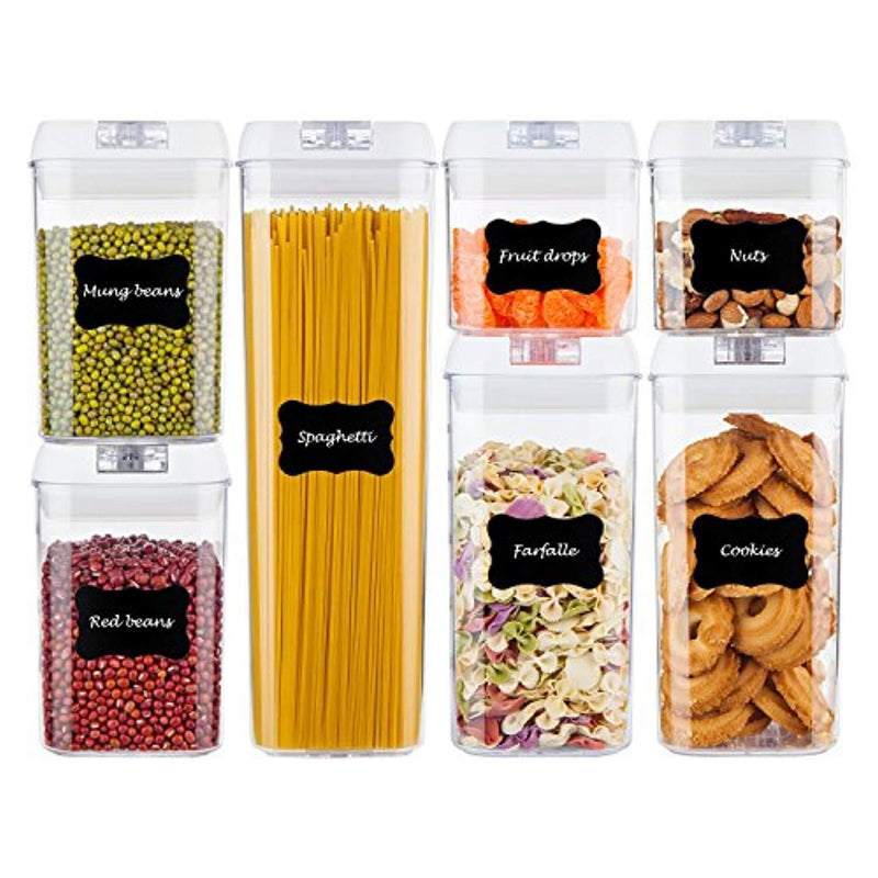 Airtight Food Storage Containers,Vtopmart 7 Pieces BPA Free Plastic Cereal Containers with Easy Lock Lids,for Kitchen Pantry Organization and Storage,Include 24 Free Chalkboard Labels and 1 Marker