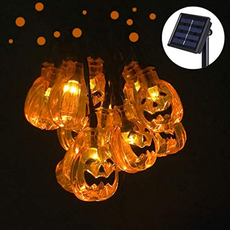 SEMILITS Solar String Lights Outdoor 30LED Yard Decorations 3D Pumpkin Garden Decor Halloween Christmas Lights