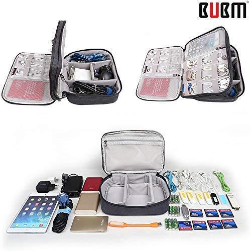 BUBM Electronic Organizer, Hard Shell Travel Gadget Case with Handle for Cables, USB Drives, Power Bank and More, Fit for iPad Mini