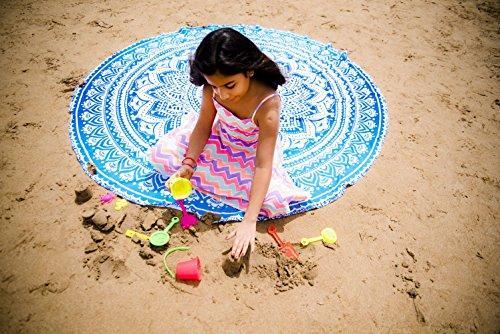 PAGISOFE Magenta Marvel Mandala Round Tapestry Hippie Indian Mandala Beach Blanket or Hippy Bohemian Table Cover or Boho Gypsy Cotton Tablecloth Beach Towel Meditation Round Yoga Mat - 72 Inches, Pink