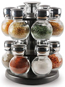 Palais Glassware Tournant Collection, Revolving Countertop Carousel Herb and Spice Rack with 3 Oz Glass Jars (Set of 12 Jars)