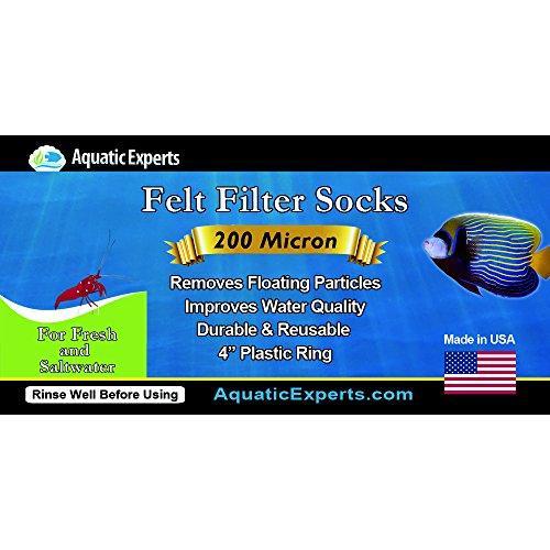 Filter Socks 200 Micron - 4 Inch Ring by 14 Inch Long – 2 pack- LONG - Aquarium Felt Filter Bags - Custom Made In The USA For Aquatic Experts