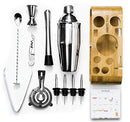 Cocktail Shaker Bartender Kit by Full Send! 12 PC Bar Tool Set with Bamboo Stand, Martini Shaker and Bar Tools - Drink Mixer, Muddler and More! Barware Cart Accessories, Bartending Mixology Supplies