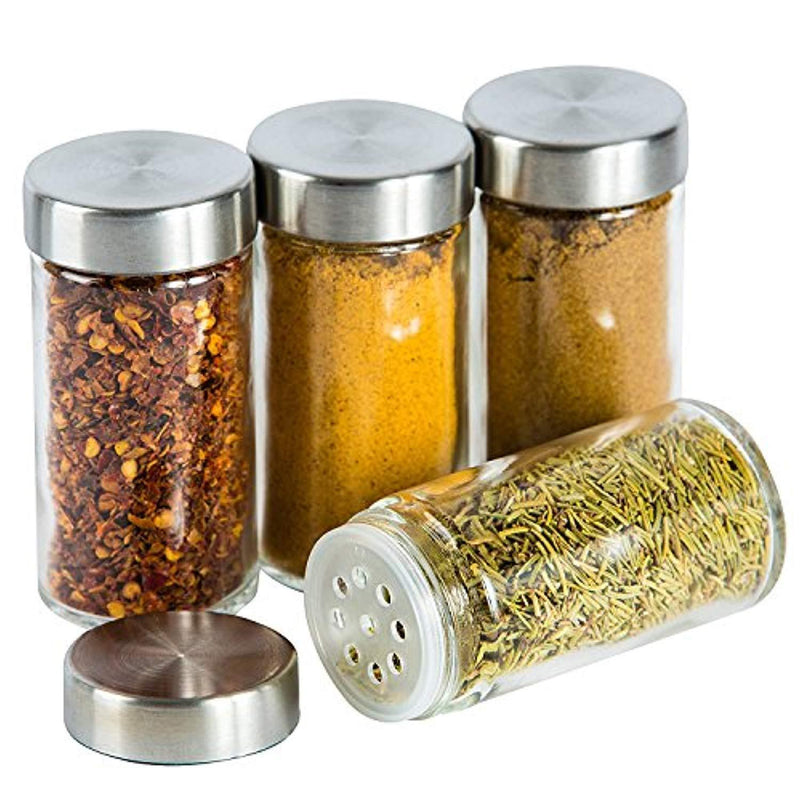 Double2C Revolving Countertop Spice Rack Stainless Steel Seasoning Storage Organization,Spice Carousel Tower for Kitchen Set of 16 Jars