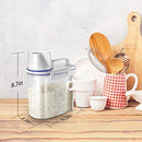 Mini Dry Food Storage Container - Rice Container with Pour Spout + Cup - Handy Dry Food Keeper for Sugar Beans Grain Candy 1.5L Blue