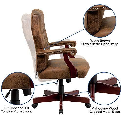 Flash Furniture Bomber Brown Classic Executive Swivel Office Chair with Arms