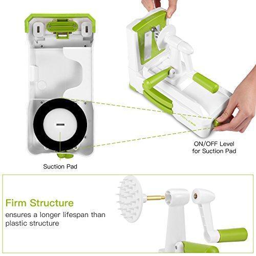 Spiralizer Vegetable Slicer, 5 Blades Zoodle Maker with Strong Hold Suction, Veggie Spiralizers Zucchini Spiral Noodle Spaghetti Maker for Low Carb/Gluten-Free Meals