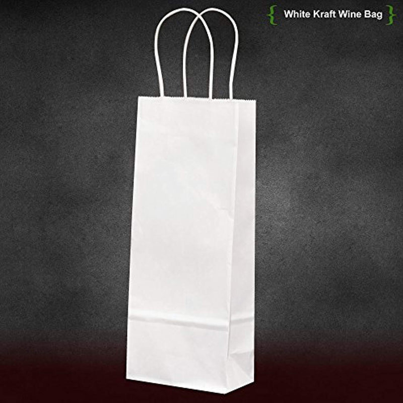 5.25"x3.25"x13" 50 pcs Bagsoure White Kraft Paper Wine Bags Merchandise Party Bags Gift Bags Retail Bags Craft Bags Brown Bag Natural Bag