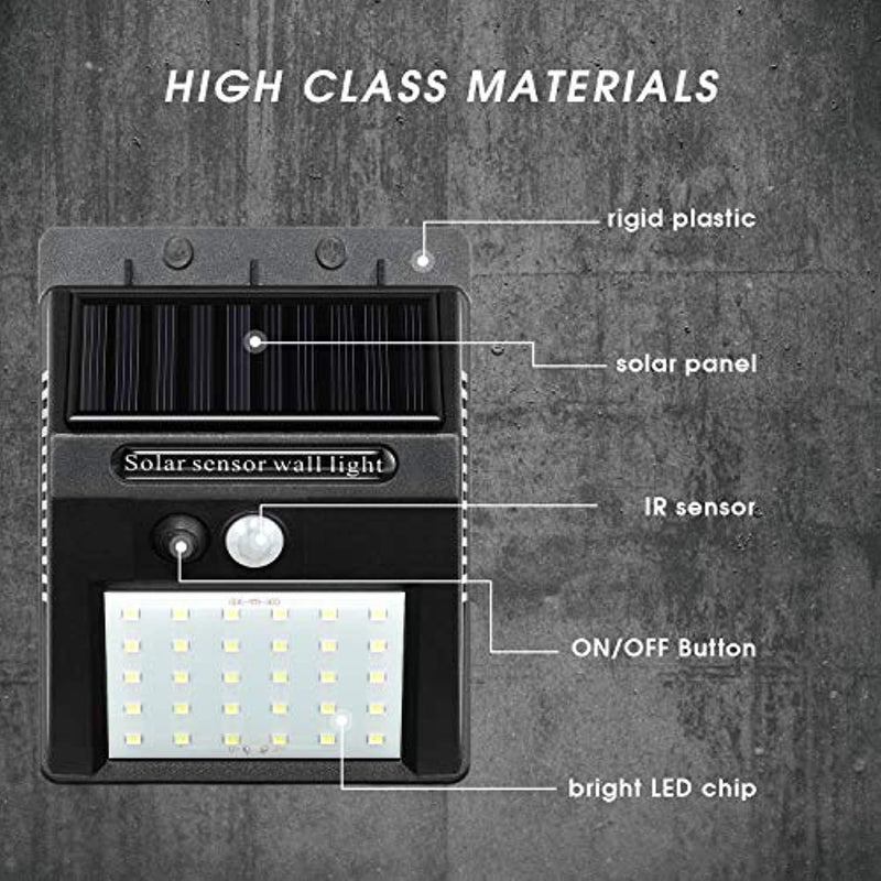 Outdoor Solar Lights, ComLeds 30 LEDS Motion Sensor Light Wireless Security Lights Wide Angle Lighting with 3 Working Mode Waterproof(IP65) Solar Light for Porch Front Door Yard Garage Driveway 4Packs