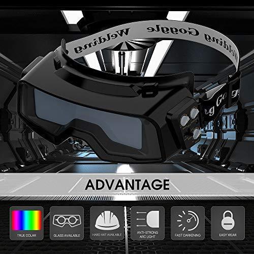 YESWELDER True Color Solar Powered Auto Darkening Welding Goggles, 2 Sensors Welder Glasses Welding Mask for TIG MIG MMA Plasma