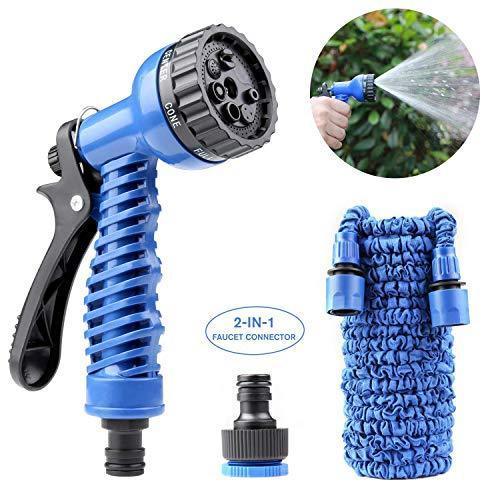 Eocolz Garden Hose Expandable Water Hose 75ft Lightweight 3/4" Solid Fittings, Triple Layer Latex Core, Extra Strength Fabric Flexible Expanding Hose for Lawn Car Pet Garden Watering(Blue)