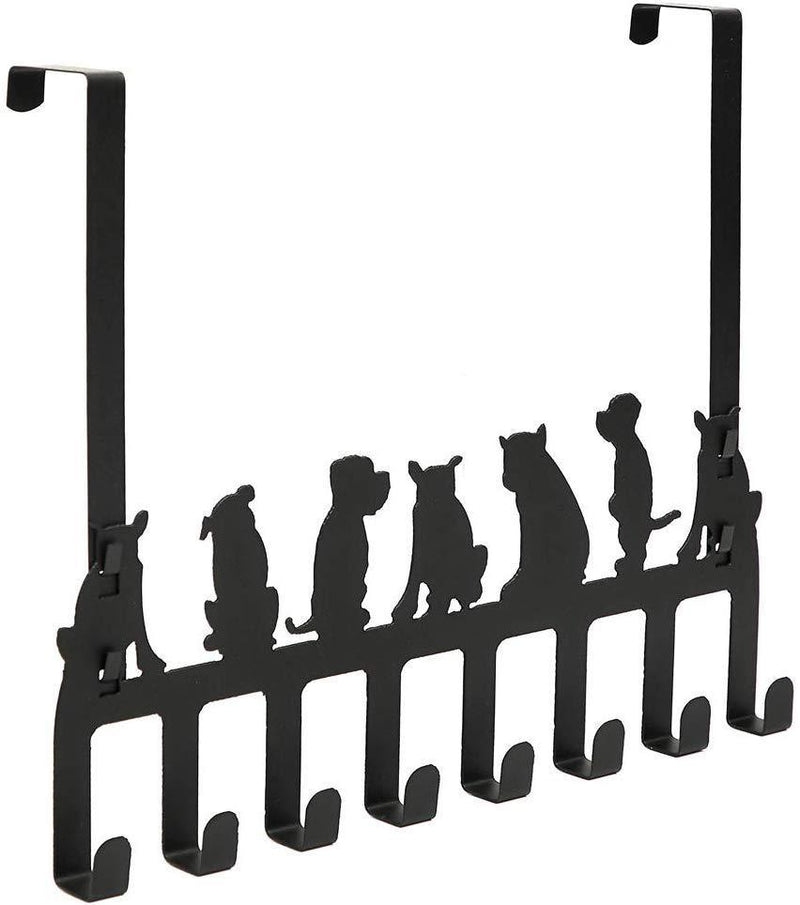 Wintek Over the Door Hook Hanger, Heavy Duty Organizer Rack for Towel, Hat,Hoodies,Coat , Cloth,Bag - 8 Hooks (Black)