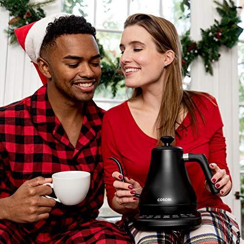 COSORI Electric Gooseneck Kettle with 5 Variable Presets, Pour Over Coffee Kettle & Tea Kettle, 100% Stainless Steel Inner Lid & Bottom, 1200 Watt Quick Heating, 0.8L, Matte Black