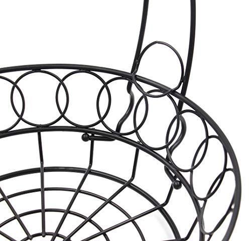 TQVAI Wire Fruit Basket Bowl with Banana Hook Hanger, Black