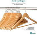 Zober Solid Wood Suit Hangers - 20 Pack - with Non Slip Bar and Precisely Cut Notches - 360 Degree Swivel Chrome Hook - Natural Finish Super Sturdy and Durable Wooden Hangers