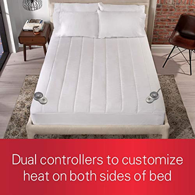 Sunbeam Heated Mattress Pad | Quilted Polyester, 10 Heat Settings, Queen