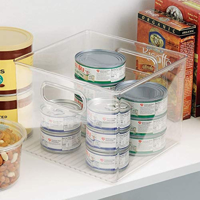 mDesign Kitchen Pantry and Cabinet Storage and Organization Bin - Pack of 4, 8" x 8" x 6", Clear