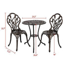 HOMEFUN Bistro Table Set, Outdoor Patio Set 3 Piece Table and Chairs, Tulip Carving and Weather Resistant (Antique Bronze)