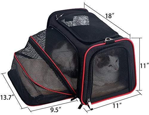 Airline Approved Cat Carrier – KiddyWoof Small Pet Carrier Travel Dog Purse Bag, Portable Soft Sided Cat Carrier with Two Side Expandable for Little Animals, Rabbit, Kitties, Kitten and Puppy