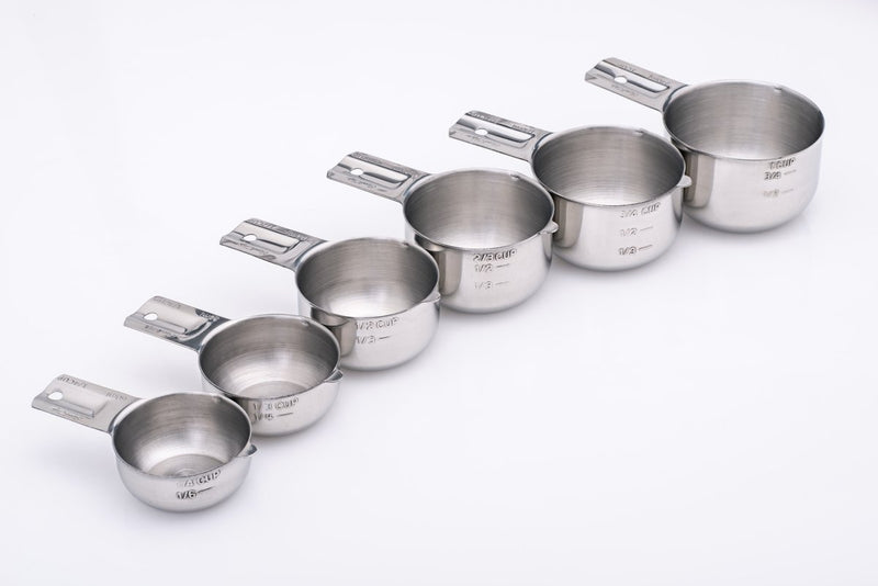 Stainless Steel Measuring Cups Set - Stackable 6 Pieces By Superb Chefs.