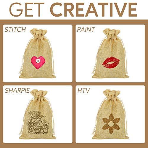 FLAIRYLAND 5" X 8" Natural Linen Burlap Bags with Jute Drawstring for GiftBags Wedding Party Favors Jewelry Pouch, ChristmasBirthday Presents, Snack Sacks and DIY Craft Arts Projects, Lot of 25