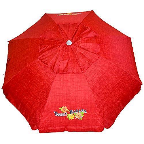 Sand Anchor 7 feet Beach Umbrella With Tilt and Telescoping Pole- Red